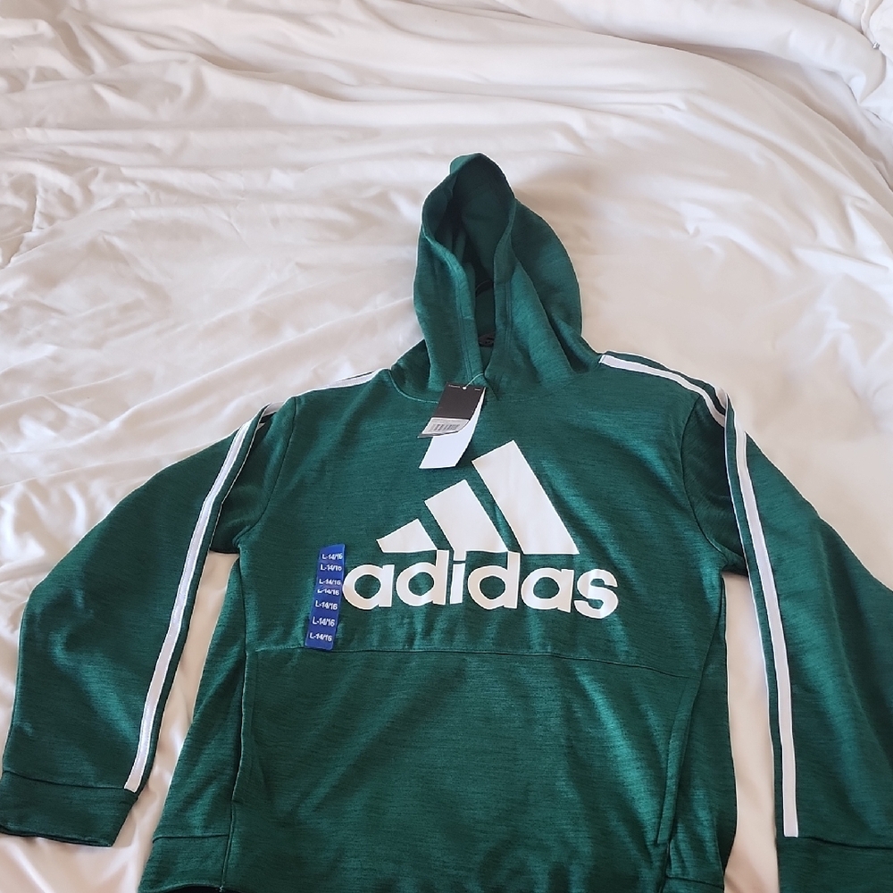 Adidas Green Hoodie with White Accents